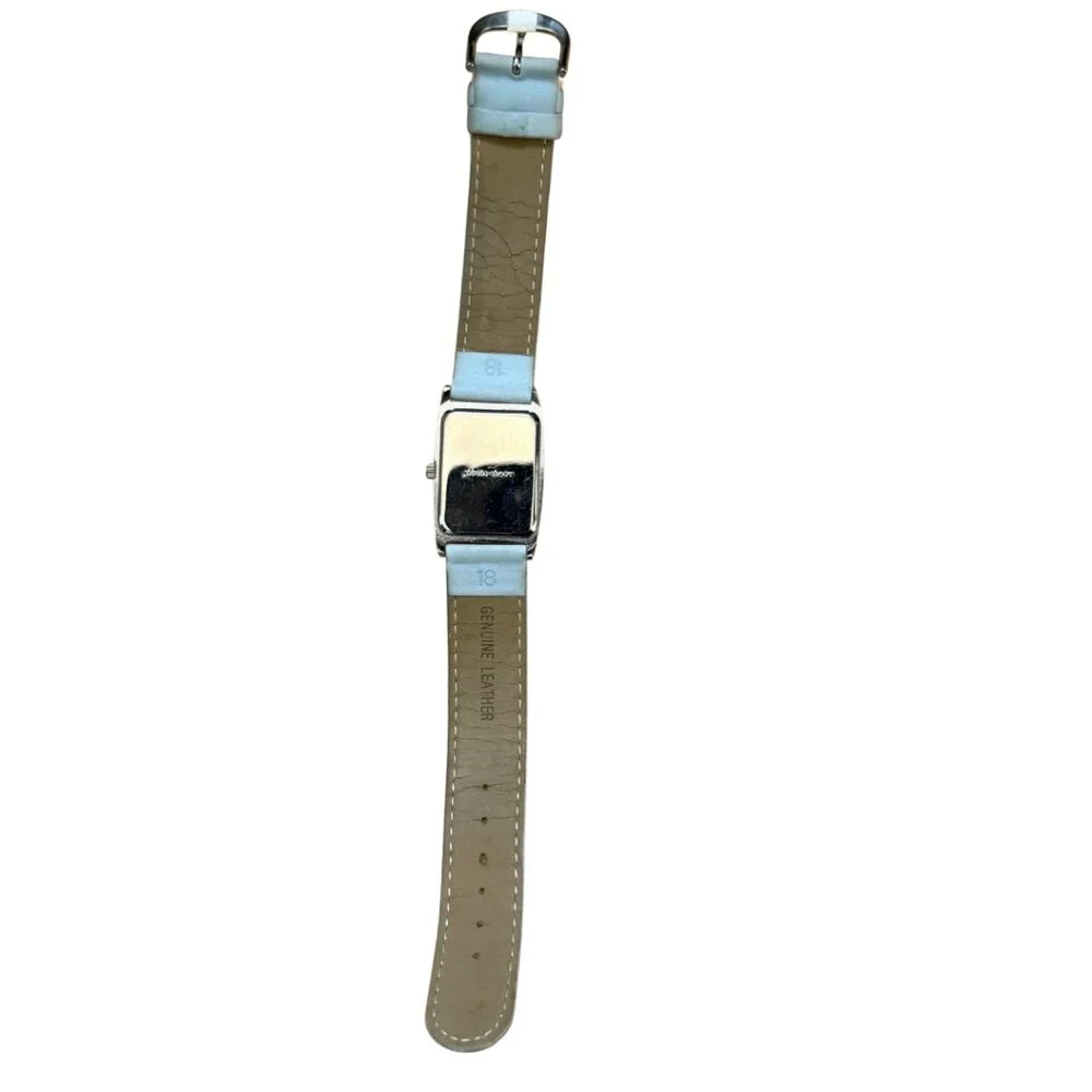 Pedre Watch Silver Tone Colorful Stripe Dial Blue Leather Band Japan MOVT